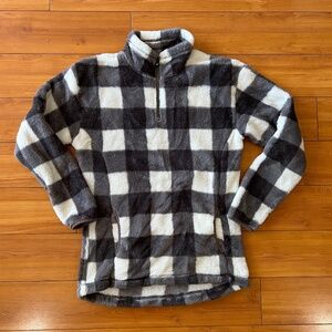 Dover Saddlery Women 1/4 Zip Plush Fleece Sweater  Buffalo Check size XS